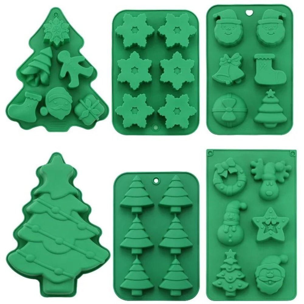 Festive 6Cavity Silicone Christmas Baking Mold DIY Chocolate Cake Decoration Tools 0