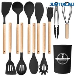 justinlau 12-piece premium silicone kitchen utensils set – non-stick heat-resistant baking tools