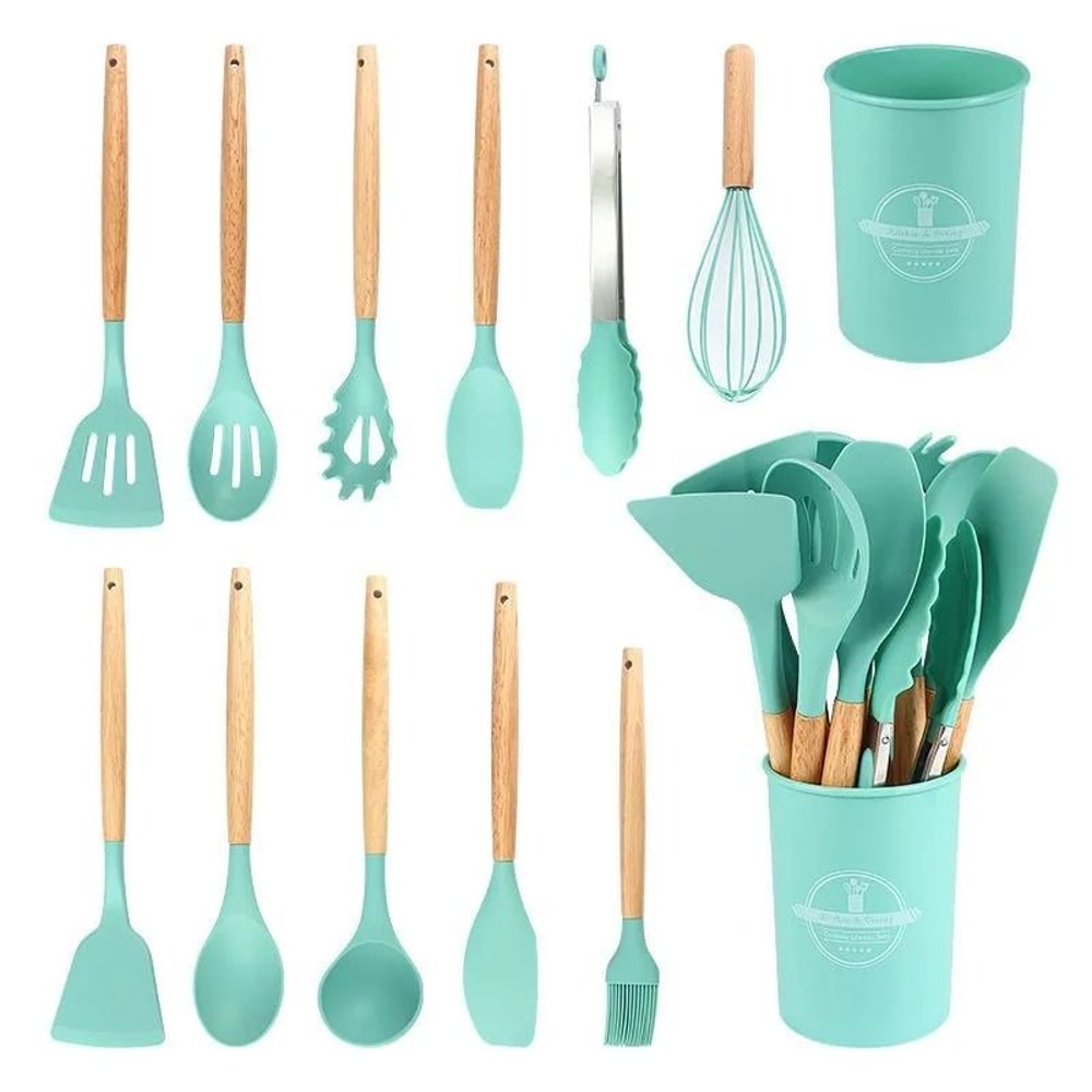 JUSTINLAU 12Piece Premium Silicone Kitchen Utensils Set NonStick HeatResistant Baking Tools 11
