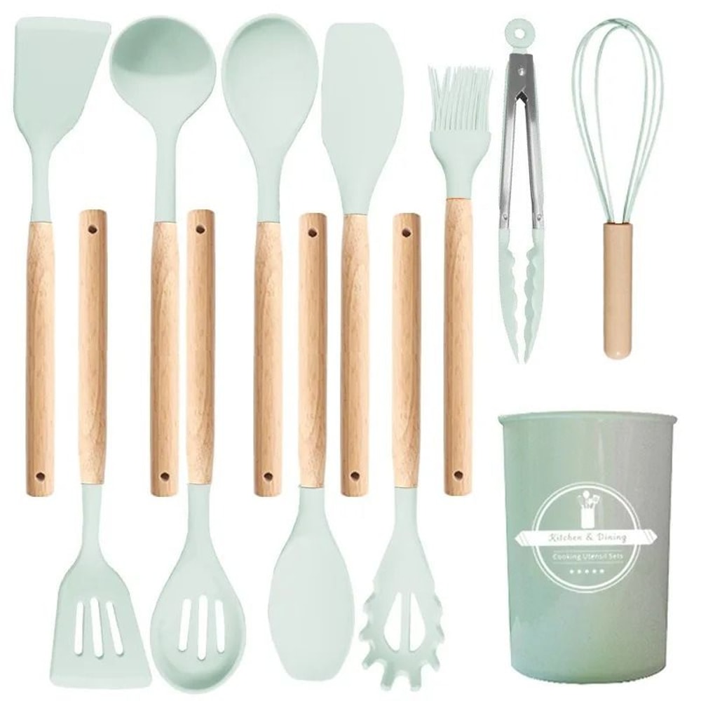 JUSTINLAU 12Piece Premium Silicone Kitchen Utensils Set NonStick HeatResistant Baking Tools 12