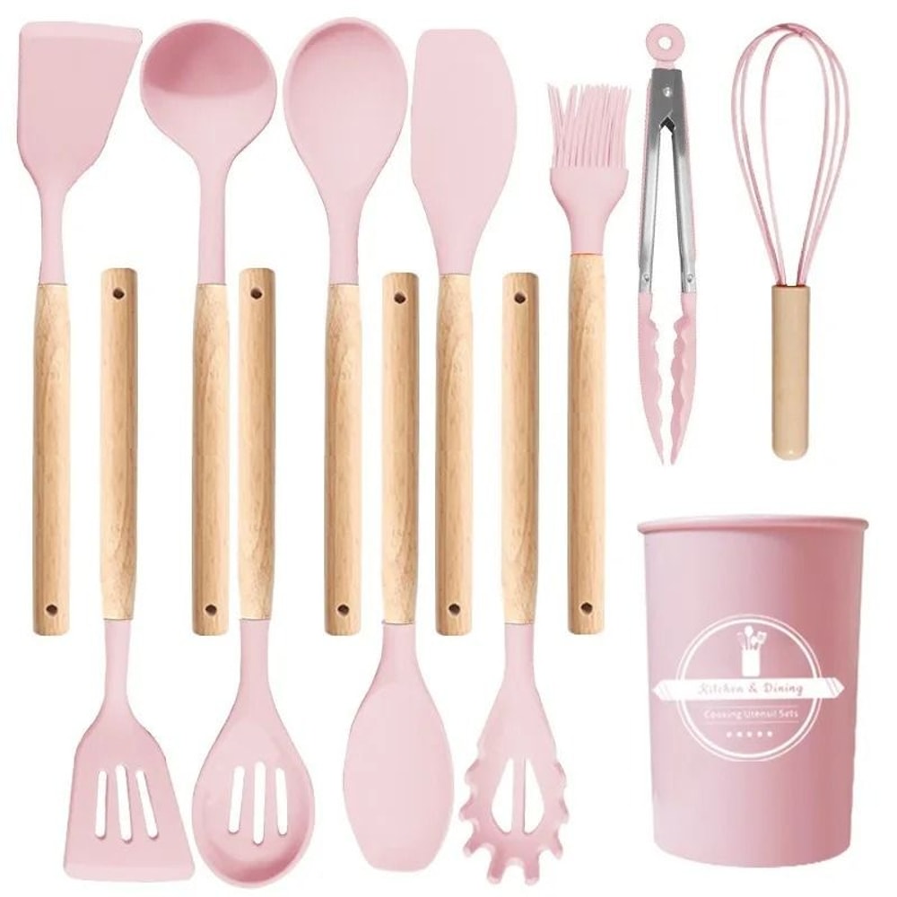 JUSTINLAU 12Piece Premium Silicone Kitchen Utensils Set NonStick HeatResistant Baking Tools 13