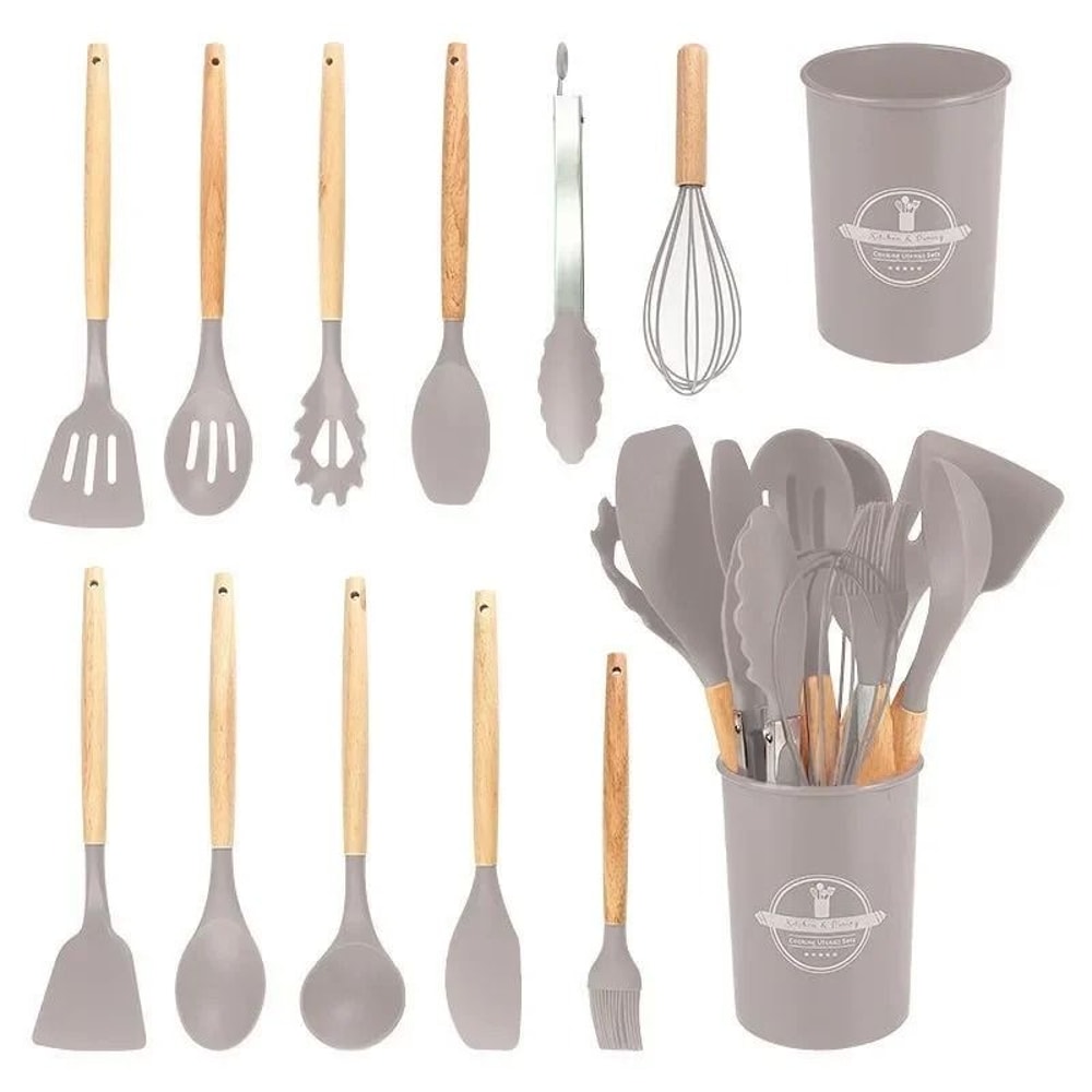 JUSTINLAU 12Piece Premium Silicone Kitchen Utensils Set NonStick HeatResistant Baking Tools 15