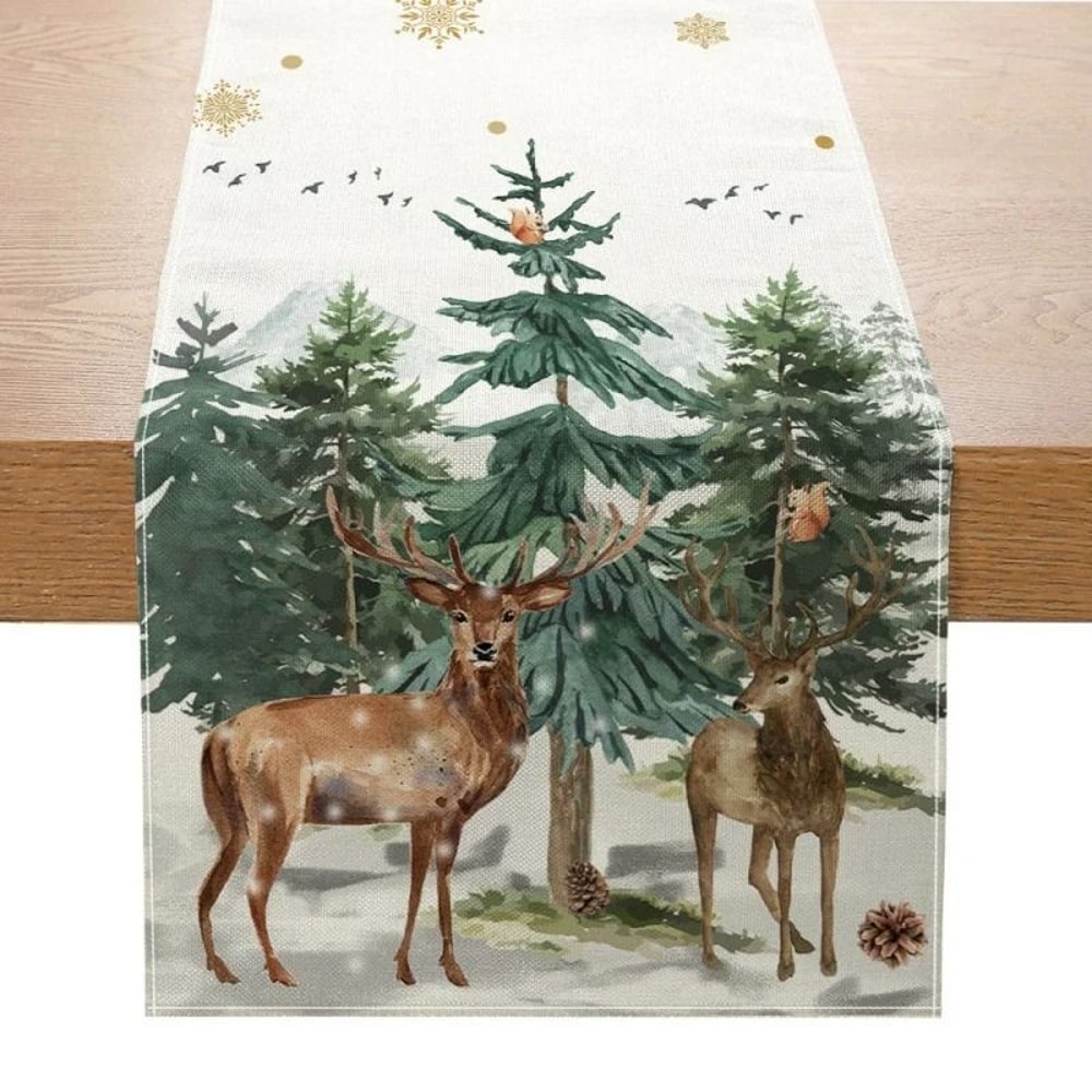 Christmas Table Runner Creative Printed Linen Dinner Table Mat Festive Xmas Decor 6