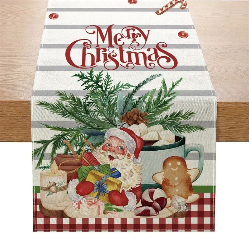 Christmas Table Runner Creative Printed Linen Dinner Table Mat Festive Xmas Decor 7