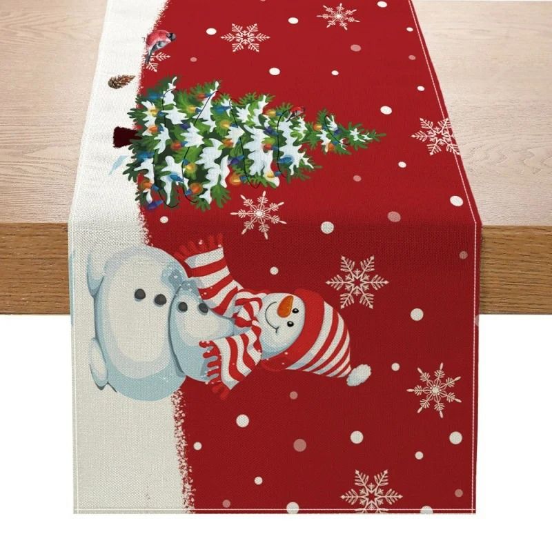 Christmas Table Runner Creative Printed Linen Dinner Table Mat Festive Xmas Decor 14