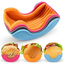 reusable silicone burger tray – flexible burger holder shelf & sandwich rack for kitchen & dining