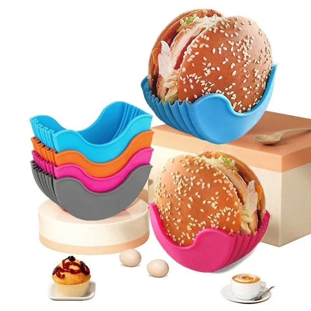 Reusable Silicone Burger Tray Flexible Burger Holder Shelf Sandwich Rack For Kitchen Dining 1