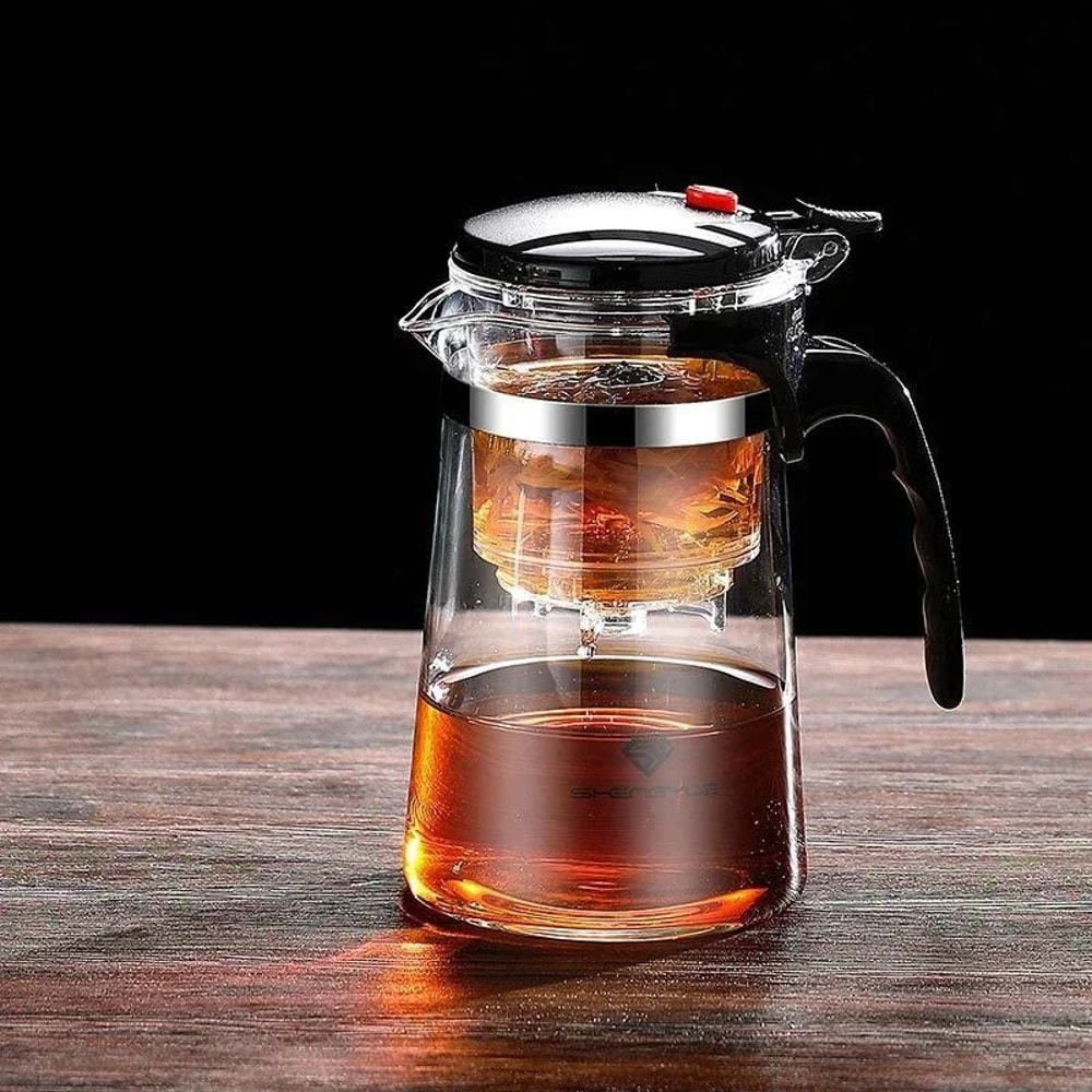 Large Capacity Glass Teapot With OneClick Filtration Chinese Kung Fu Flower Tea Maker 7