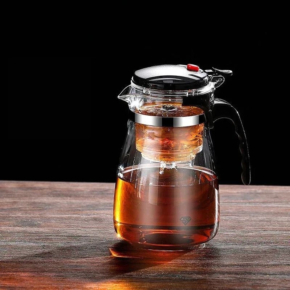Large Capacity Glass Teapot With OneClick Filtration Chinese Kung Fu Flower Tea Maker 8
