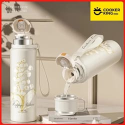 cooker king floral thermos bottle – stainless steel insulated tea maker with strainer