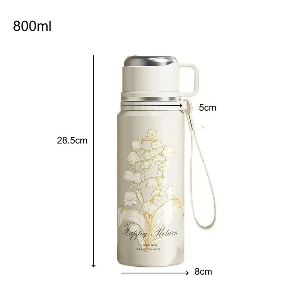 COOKER KING Floral Thermos Bottle Stainless Steel Insulated Tea Maker With Strainer 5