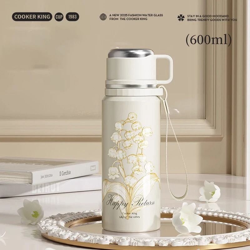 COOKER KING Floral Thermos Bottle Stainless Steel Insulated Tea Maker With Strainer 8