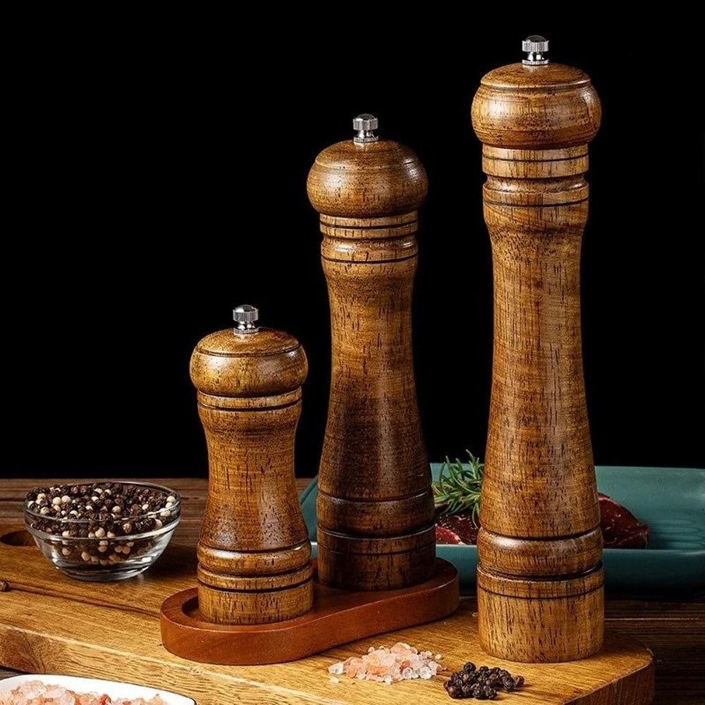 Premium Rubber Wood Pepper Grinder Manual Spice Cumin Mill With Ceramic Core 1