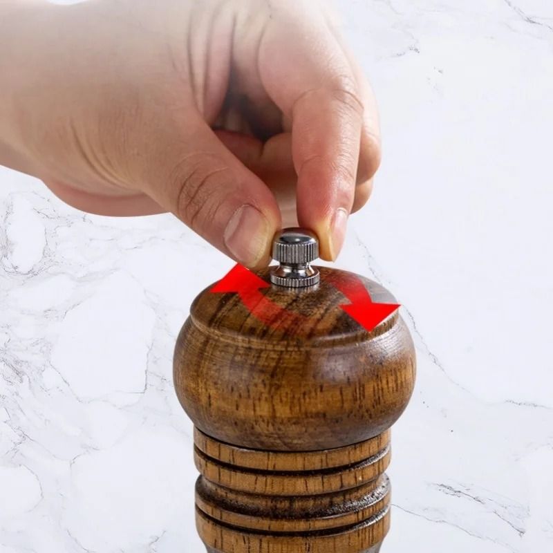 Premium Rubber Wood Pepper Grinder Manual Spice Cumin Mill With Ceramic Core 4