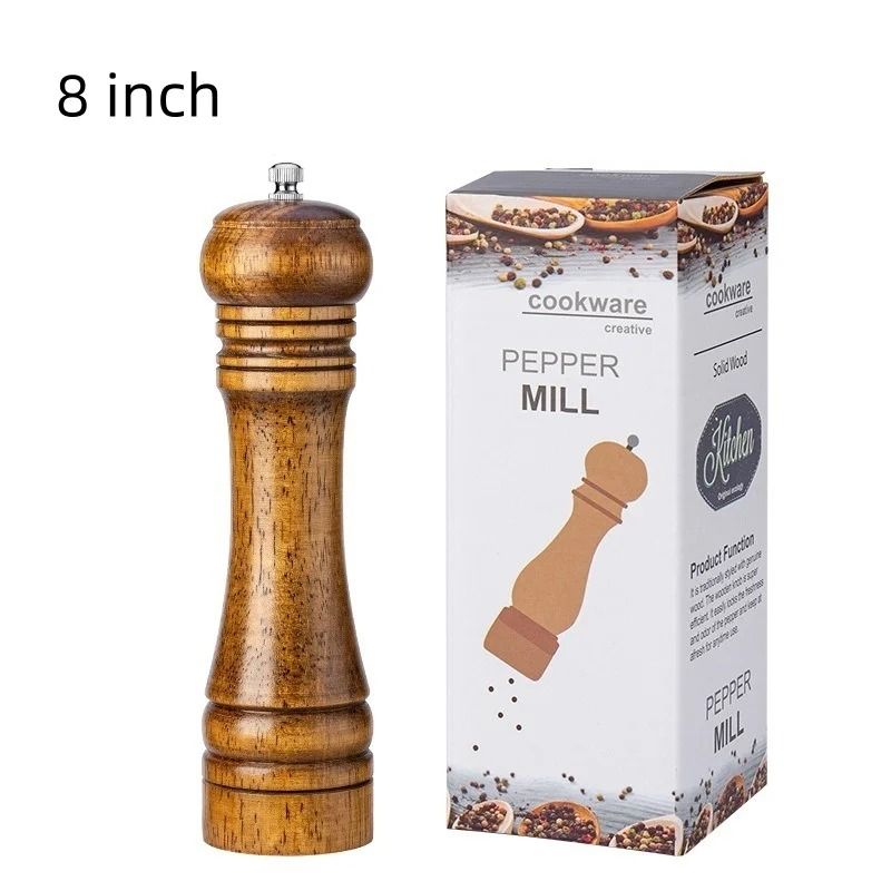 Premium Rubber Wood Pepper Grinder Manual Spice Cumin Mill With Ceramic Core 7