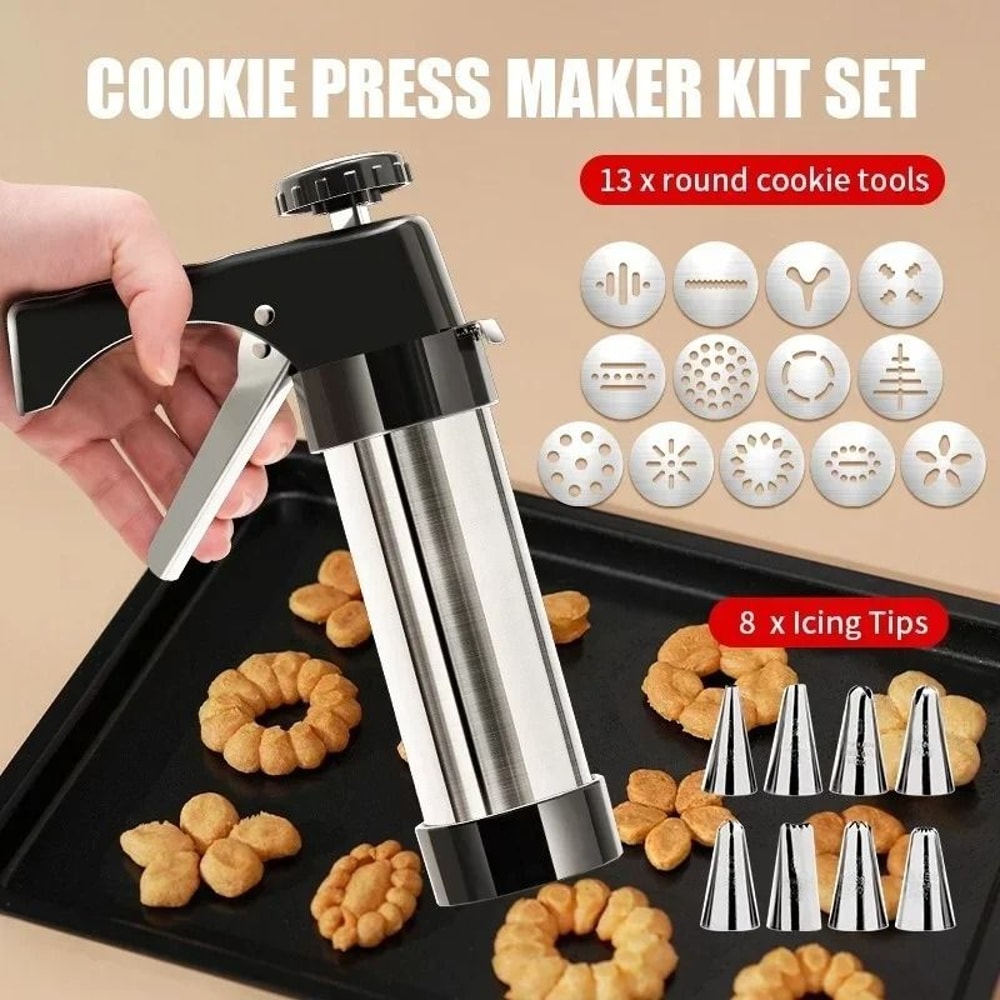 Stainless Steel Cookie Maker Press Machine Professional Cake Cream Decorating Gun Kit 1