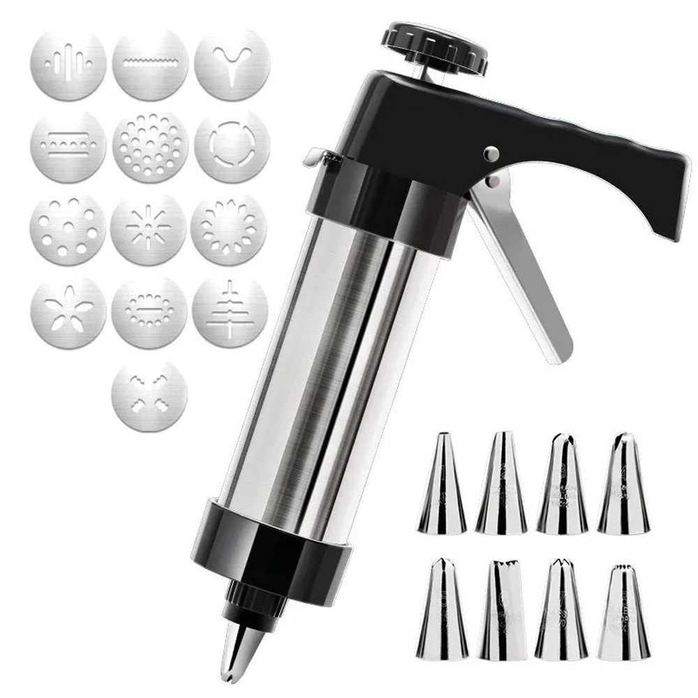 Stainless Steel Cookie Maker Press Machine Professional Cake Cream Decorating Gun Kit 6