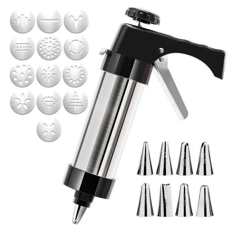 Stainless Steel Cookie Maker Press Machine Professional Cake Cream Decorating Gun Kit 6