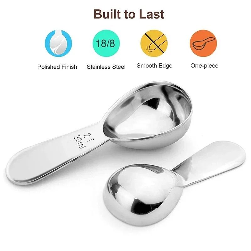 JUSTINLAU Stainless Steel Coffee Measuring Spoon Precision Powder Bean Scoop With Scale 1