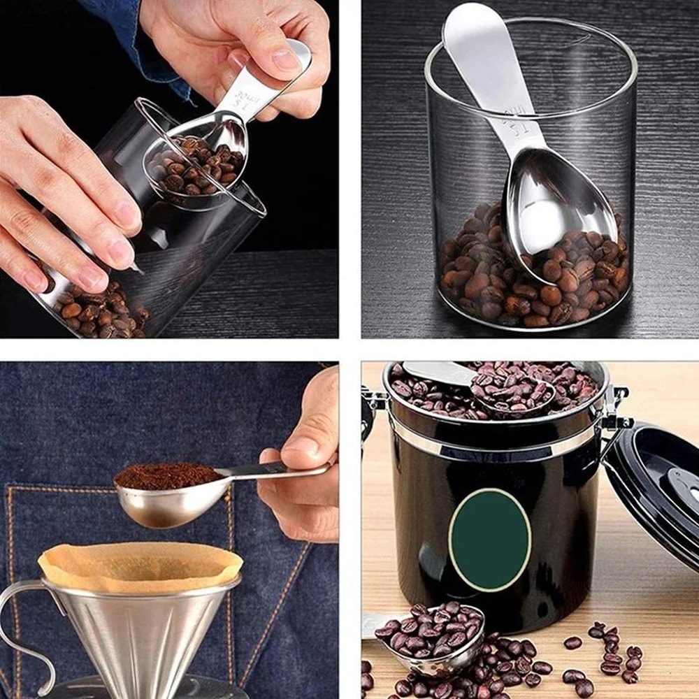 JUSTINLAU Stainless Steel Coffee Measuring Spoon Precision Powder Bean Scoop With Scale 3