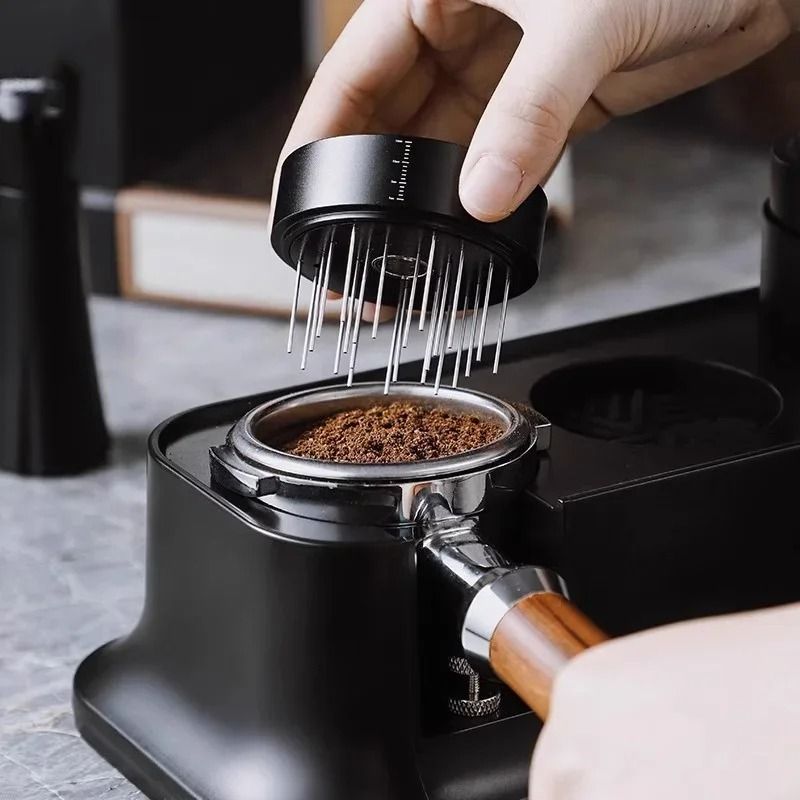 Stainless Steel 3in1 Espresso Tamper Needle Distributor Professional Barista Leveler Tool 3