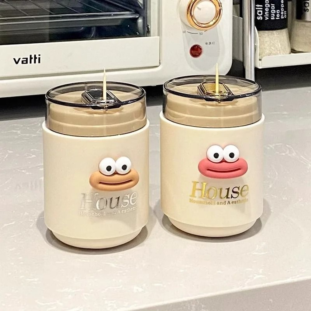 Automatic PressType Toothpick Holder Creative Cartoon Desktop Storage Container 1