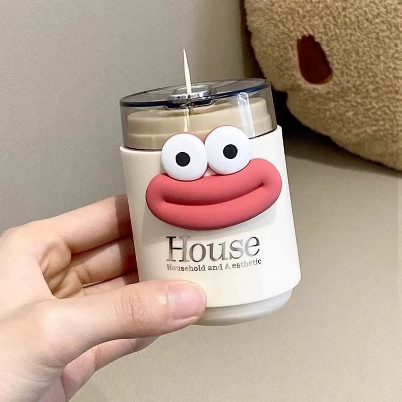 Automatic PressType Toothpick Holder Creative Cartoon Desktop Storage Container 4