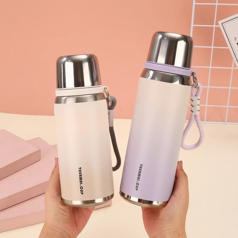 Premium 316 Stainless Steel Vacuum Insulated Bottle Gradient Color Portable Thermo Cup 0