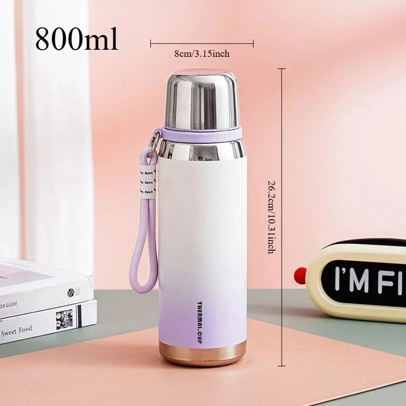 Premium 316 Stainless Steel Vacuum Insulated Bottle Gradient Color Portable Thermo Cup 14