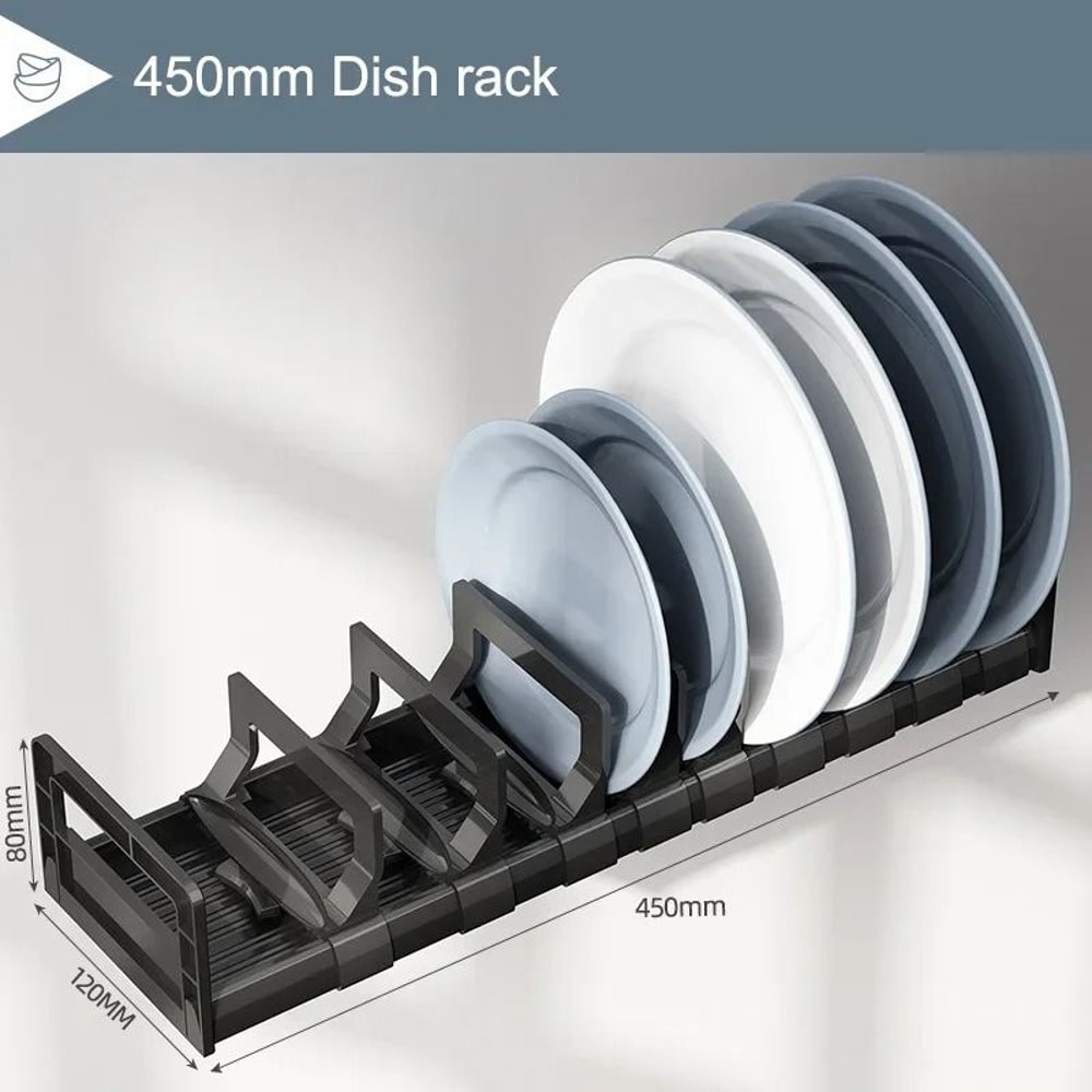 Adjustable Under Cabinet Bowl Dish Rack Versatile Kitchen Storage Drawer Partition 9