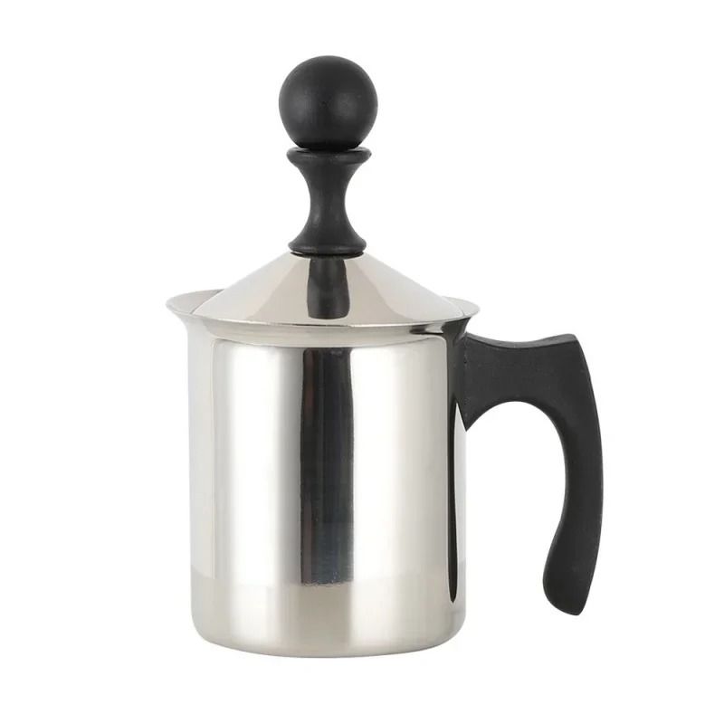 JUSTINLAU Stainless Steel Milk Frothing Pitcher Manual Foam Maker With Double Filter Screen 6