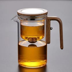 one-click filter glass tea kettle – magnetic switch teapot with heat-resistant wooden handle