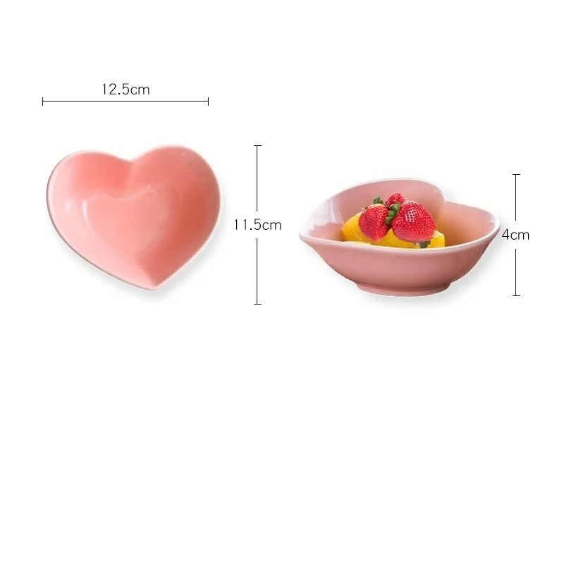 Cute Love Heart Ceramic Saucer Elegant Dessert Salad And Snack Tray For Modern Tableware 10