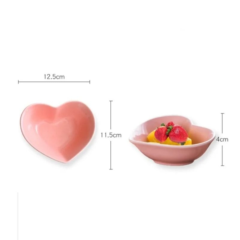 Cute Love Heart Ceramic Saucer Elegant Dessert Salad And Snack Tray For Modern Tableware 5