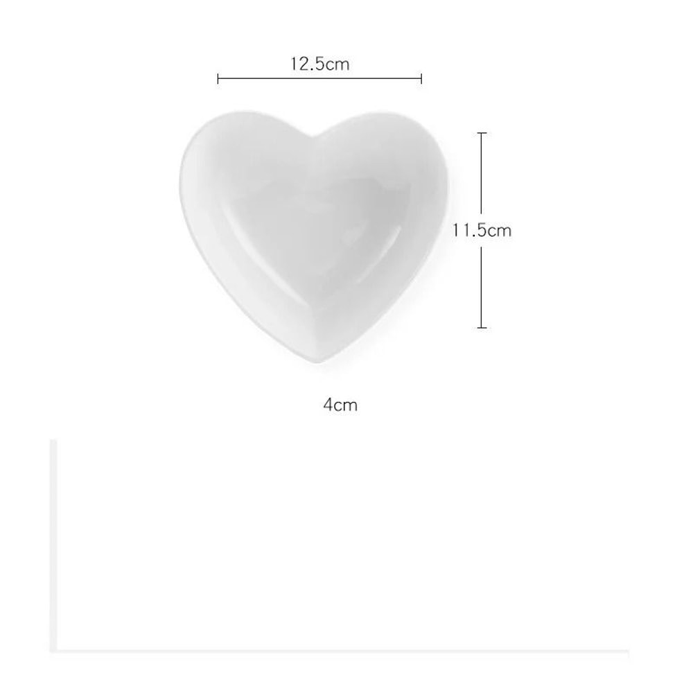 Cute Love Heart Ceramic Saucer Elegant Dessert Salad And Snack Tray For Modern Tableware 6