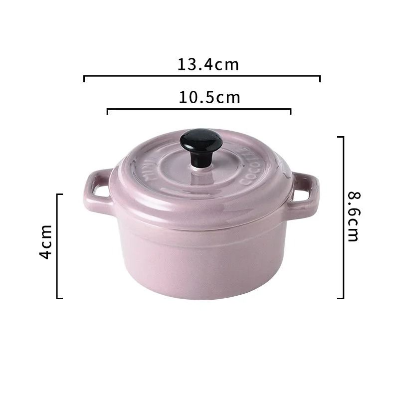 200ML Mini Ceramic Casserole Dish Oven Safe Ramekin With Lid Handles 8