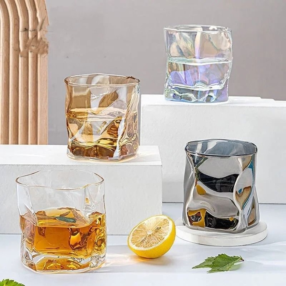 Artisanal Glacier Glass Mug 190ml Irregular Whiskey Coffee Cup 0