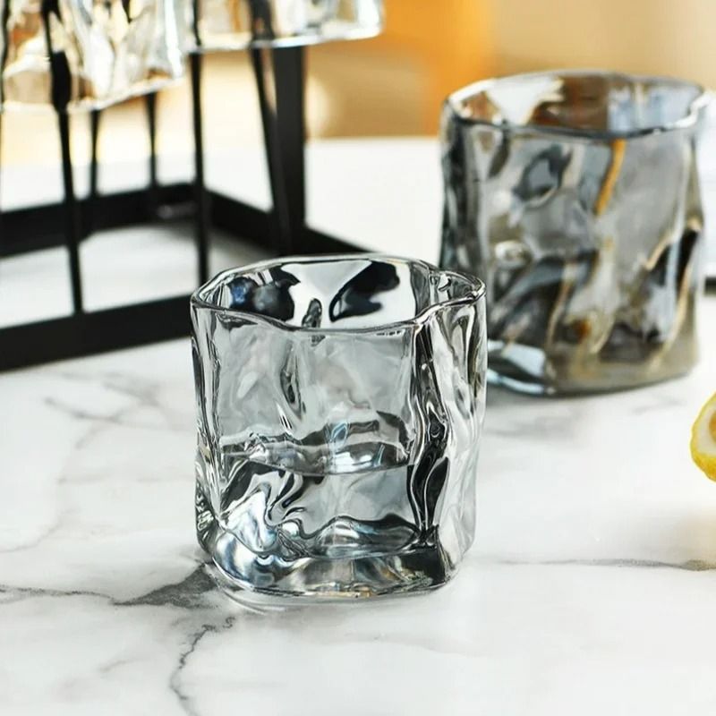 Artisanal Glacier Glass Mug 190ml Irregular Whiskey Coffee Cup 4