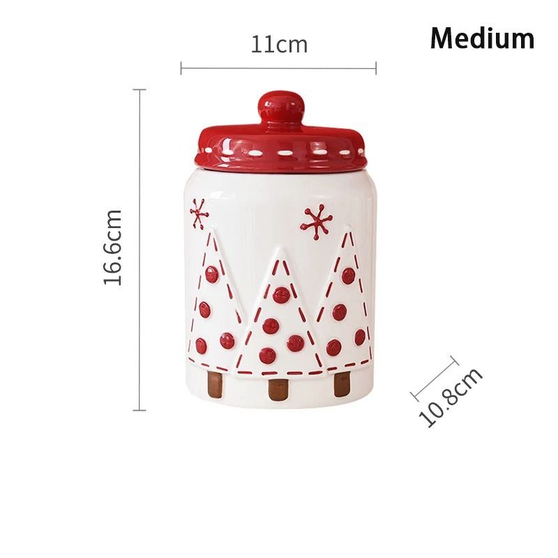 JUSTINLAU Christmas Ceramic Sealed Storage Jars Festive Santa Elk Tree Food Containers 5