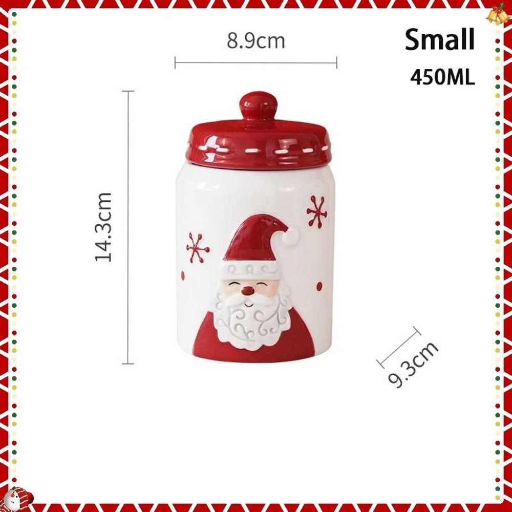 JUSTINLAU Christmas Ceramic Sealed Storage Jars Festive Santa Elk Tree Food Containers 6