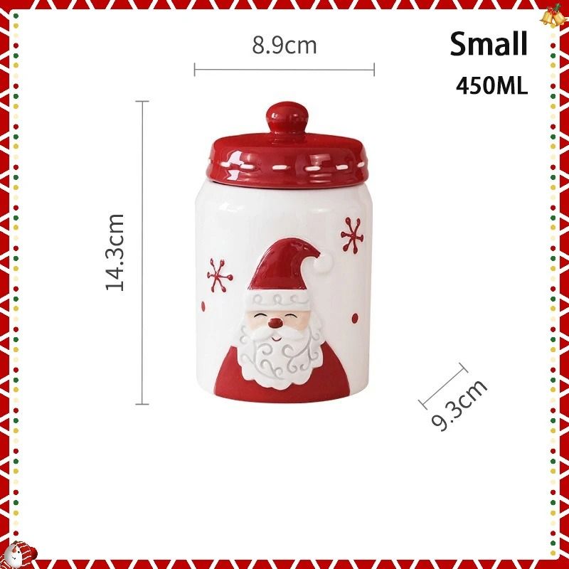JUSTINLAU Christmas Ceramic Sealed Storage Jars Festive Santa Elk Tree Food Containers 6