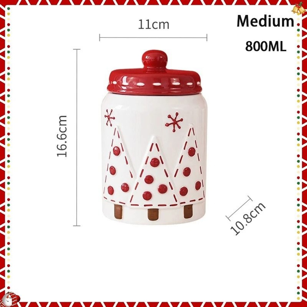 JUSTINLAU Christmas Ceramic Sealed Storage Jars Festive Santa Elk Tree Food Containers 7