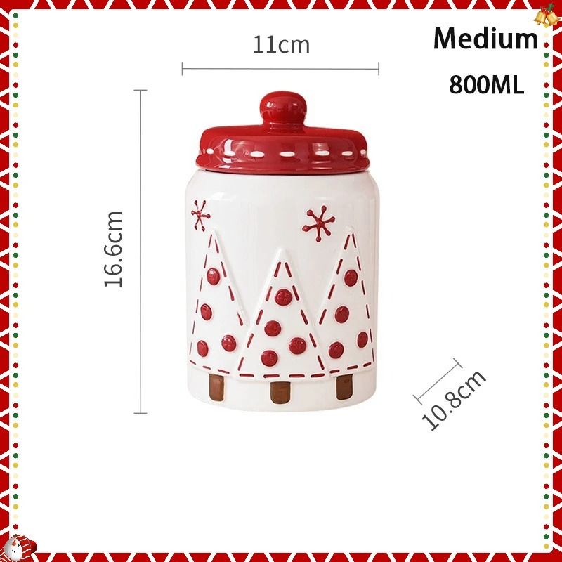 JUSTINLAU Christmas Ceramic Sealed Storage Jars Festive Santa Elk Tree Food Containers 7