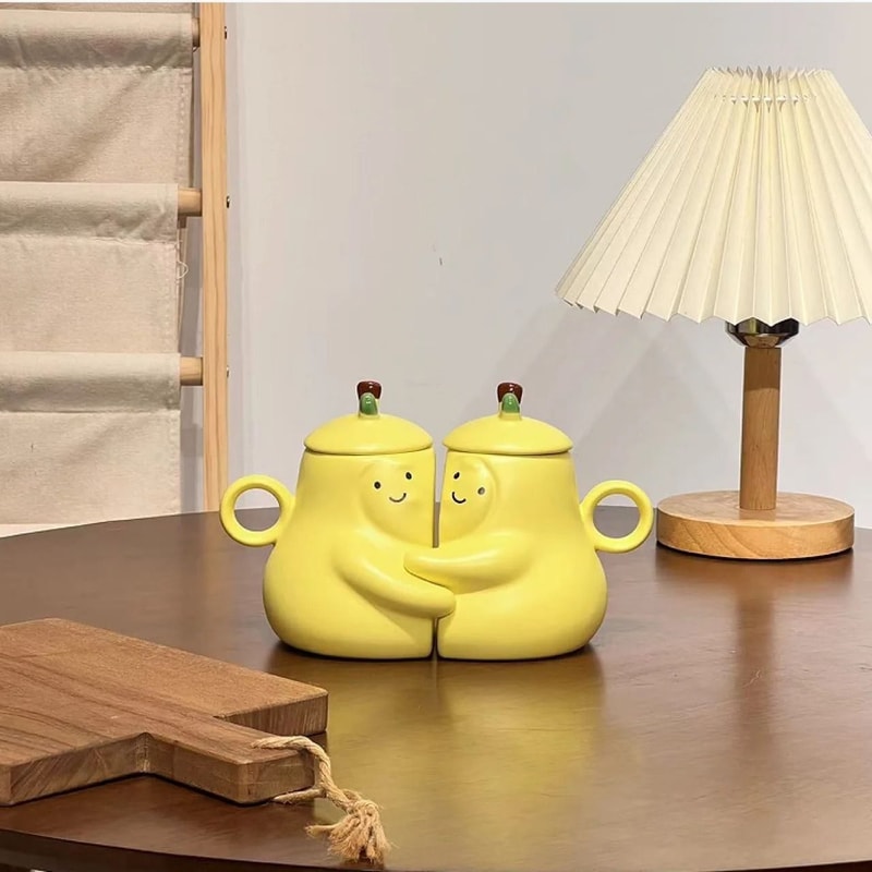 Hugging Pear Ceramic Couple Mugs Creative Never To Be Separated Gift Set 4