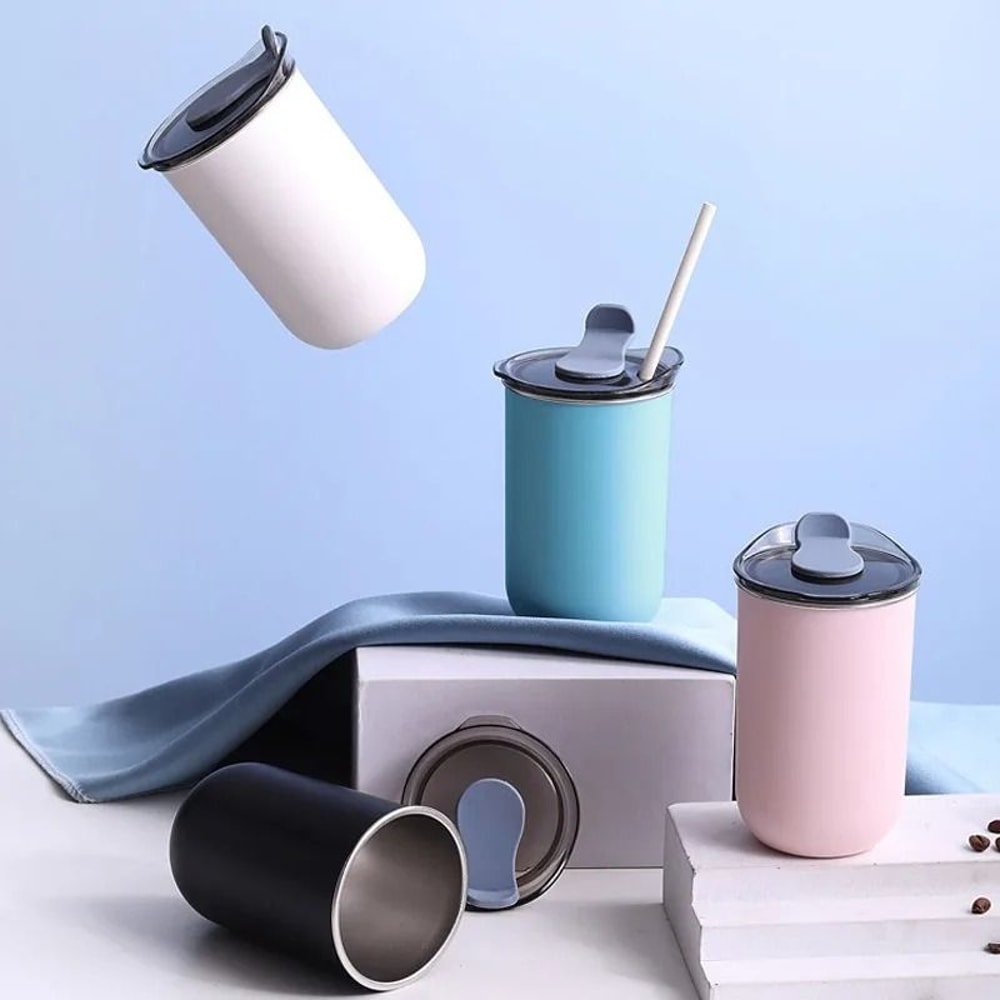 Stainless Steel Insulated Coffee Mug 300ML Thermal Travel Cup With Lid 1