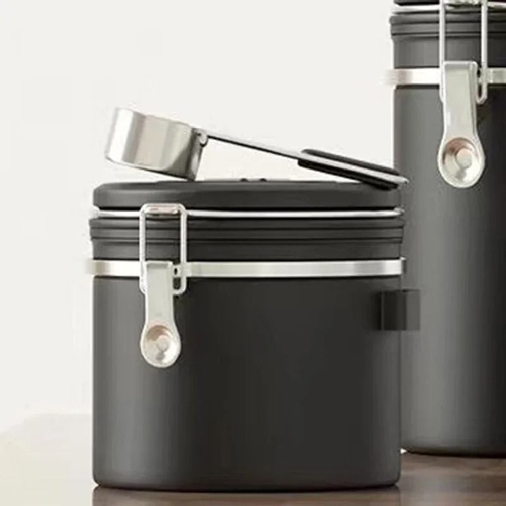 Stainless Steel Coffee Beans Vacuum Storage Jar Large Capacity Airtight Container With Spoon 12