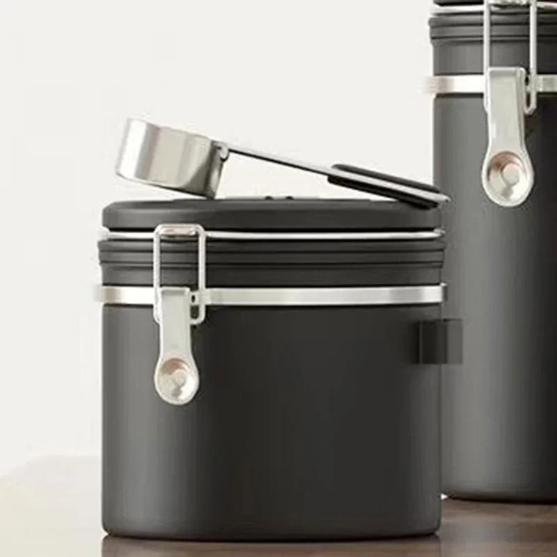 Stainless Steel Coffee Beans Vacuum Storage Jar Large Capacity Airtight Container With Spoon 12