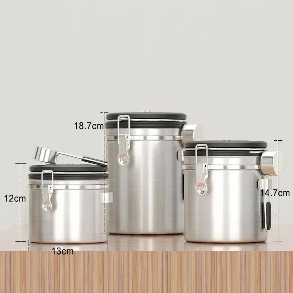 Stainless Steel Coffee Beans Vacuum Storage Jar Large Capacity Airtight Container With Spoon 5