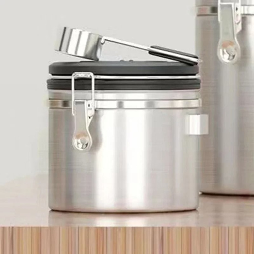 Stainless Steel Coffee Beans Vacuum Storage Jar Large Capacity Airtight Container With Spoon 6
