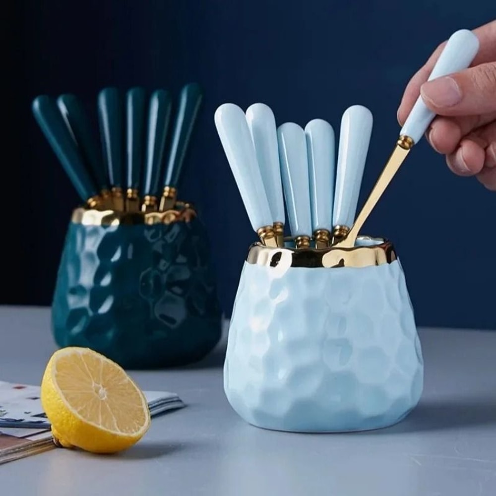 Creative Ceramic Storage Jar Elegant Concave Stria Gold Edge Tableware For Dried Fruits Nuts 0